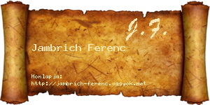 Jambrich Ferenc névjegykártya