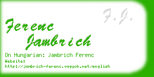 ferenc jambrich business card